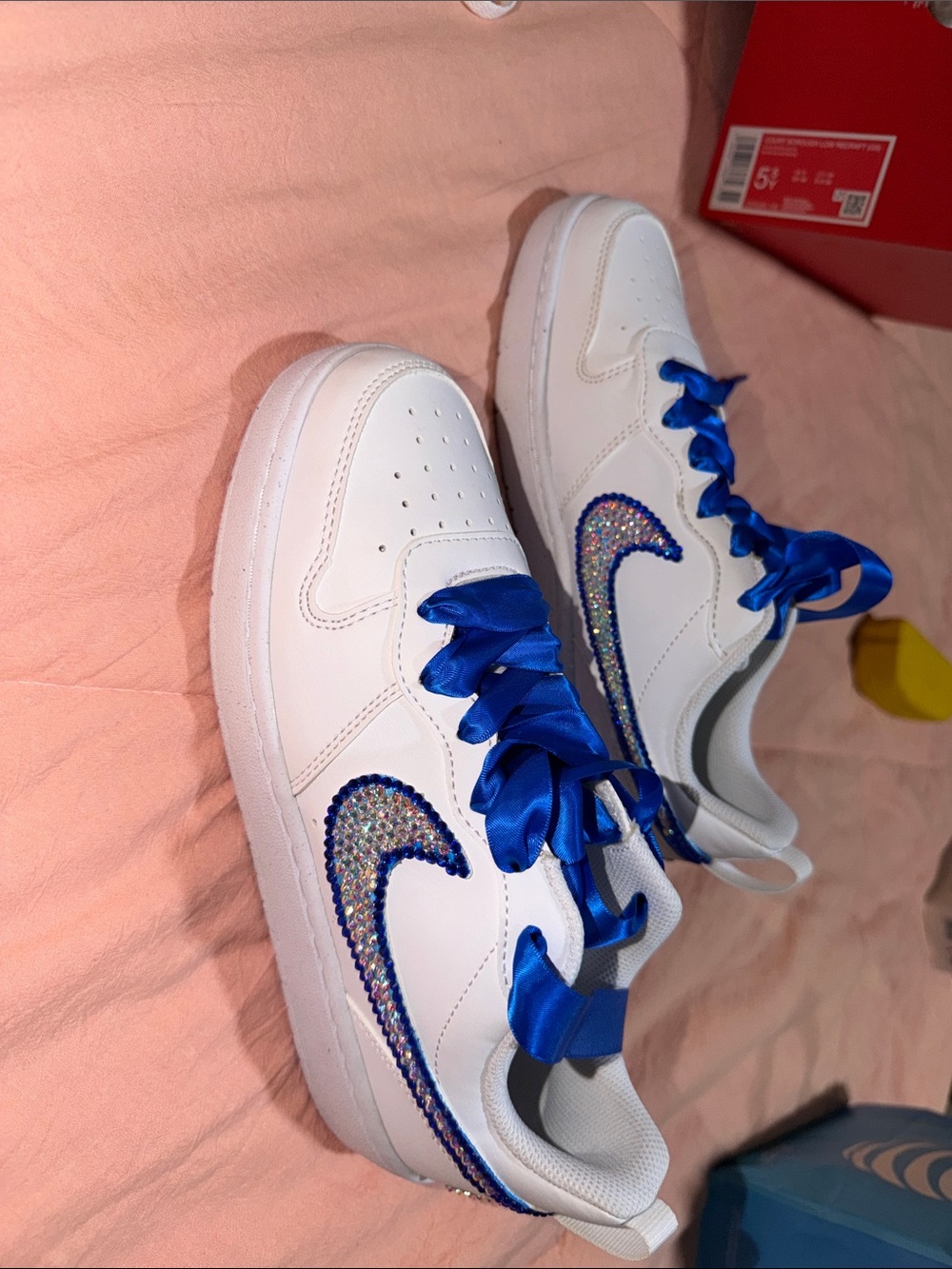Nike Size 6 Court Borough Low Sneakers with Crystal-Embellished Swoosh - Picture 13 of 14